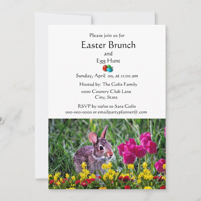 Convites Brunch Clássico de Férias de Páscoa em Família (Frente)