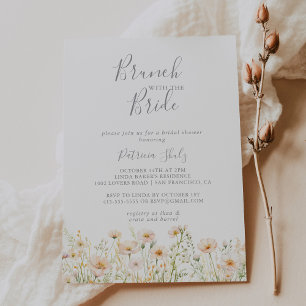 Convites Brunch Clássico de Flor Selvagem com Chá Bride