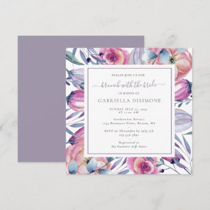 Convites Brunch com Bride Dusty Mauve Watercolor Floral