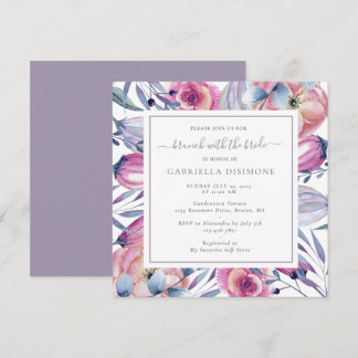 Convites Brunch com Bride Dusty Mauve Watercolor Floral