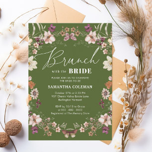 Convites Brunch com Chá de panela de flor selvagem noiva