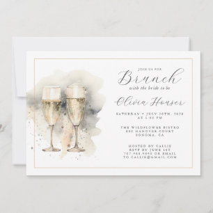 Convites Brunch Com Champanhe Bride Dourado
