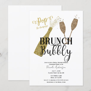 Convites Brunch com Champanhe POP e Chá de Bebê com Espuman