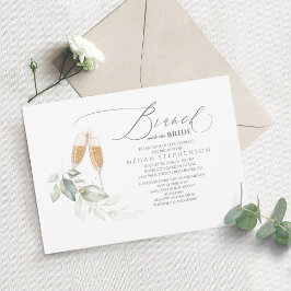 Convites Brunch com o Chá de panela Verde Dourado Bride