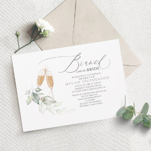 Convites Brunch com o Chá de panela Verde Dourado Bride