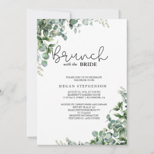 Convites Brunch com o Chá de panela Verde Dourado Bride