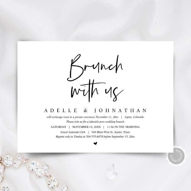 Convites Brunch Com Os Newlyweds, Festa De Elopemento De Ca (The Morning After, post wedding brunch, elopement Invitation card, digital download, modern minimal)