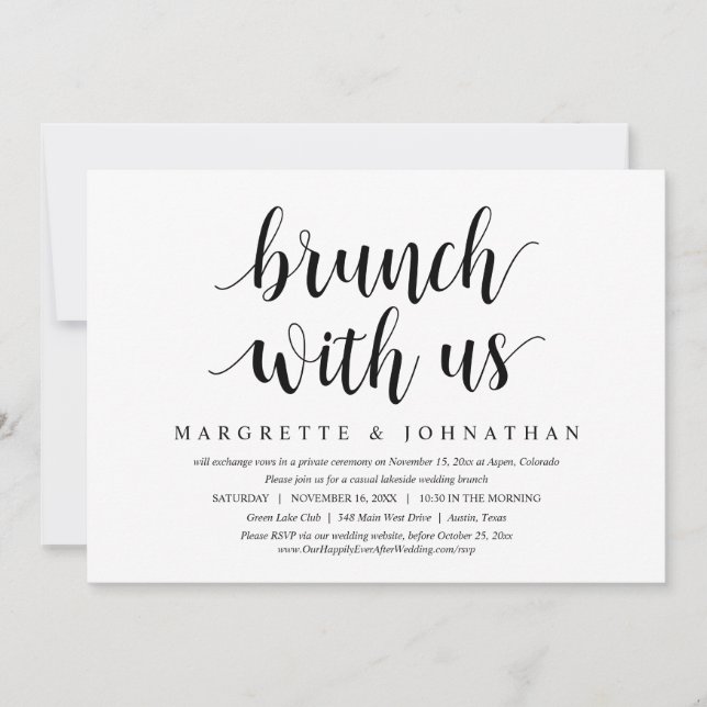 Convites Brunch Com os Recém-Casados, Casamento às Pressas (Frente)