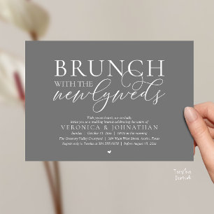 Convites Brunch com os recém-casados, Casamento Cinza Escur