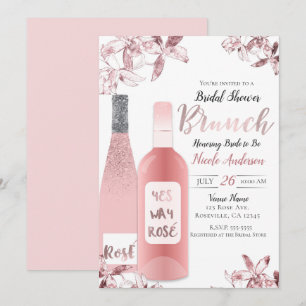 Convites Brunch com Vinho Rosè e Flores de Orquídea
