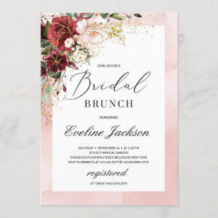 Convites Brunch De Brida Floral Rosa Brilhante Brilhante