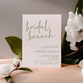 Convites Brunch de Brida Minimalista de Script Branco e Sag