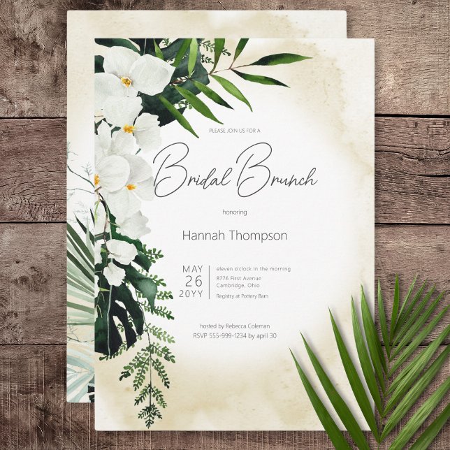 Convites Brunch de Bridal de Areia Tropical de Boho (Boho Tropical Sand Watercolor Bridal Brunch Invitation)