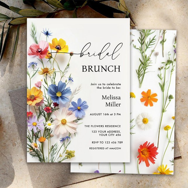 Convites Brunch de Bridal de Flores Selvagens (Criador carregado)