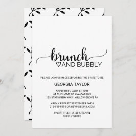 Convites Brunch de Caligrafia Negra Simples e Borracha