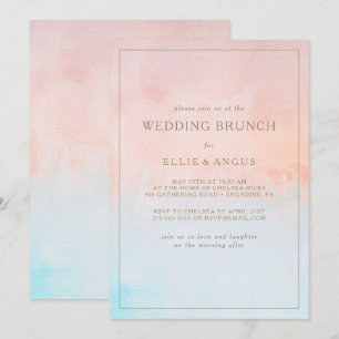 Convites Brunch de Casamento Aquarela Pôr do Sol de Verão