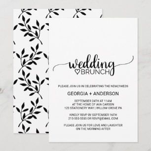 Convites Brunch de Casamento de Caligrafia Negra Simples