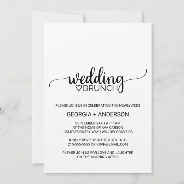 Convites Brunch de Casamento de Kraft Simple Calliographic (Frente)