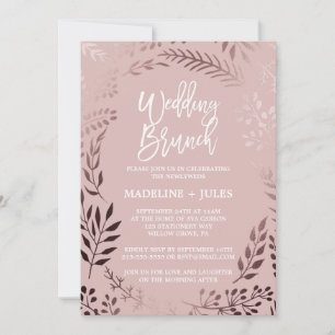 Convites Brunch de Casamento Elegante Rosa Dourado e Rosa