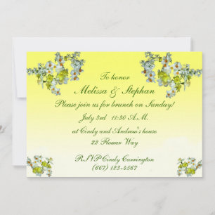 Convites Brunch de Casamento Floral Amarelo