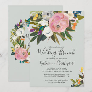 Convites Brunch De Casamento Floral Pintado