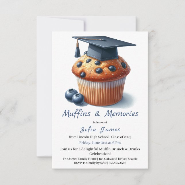 Convites Brunch de Celebração de Formatura com Cupcake de M (Frente)