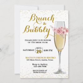 Convites Brunch de Champanhe e Chuva de Bolhas no Chá de No