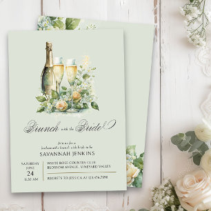 Convites Brunch de Damas de Honra com Champanhe Floral da N