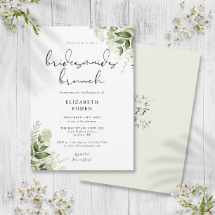 Convites Brunch de Damas de Honra com Monograma e Vegetação