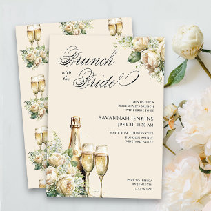 Convites Brunch de Damas de Honra com Rosas Champanhe da No