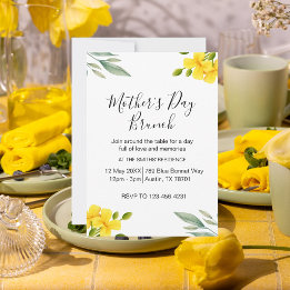 Convites Brunch de Dia das Mães com Florais Amarelos