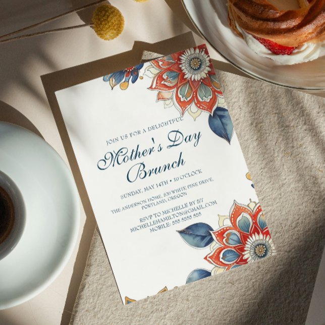Convites Brunch de Dia de as mães de Flores de abstrato (Criador carregado)