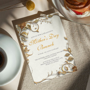 Convites Brunch de Dia de as mães de Folhas Douradas