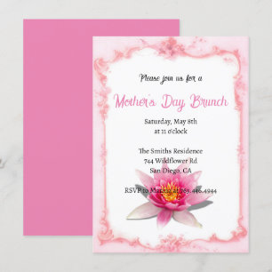 Convites Brunch de Dia de as mães Floral Cor-de-Rosa Blush