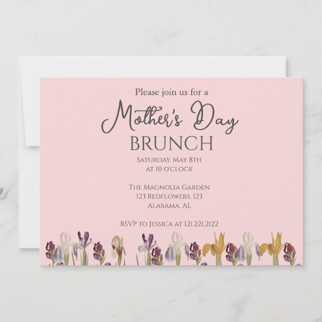 Convites Brunch de Dia de as mães Personalizado | tema flor (Frente)