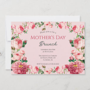 Convites Brunch de Dia de as mães Personalizado   Tema Flor
