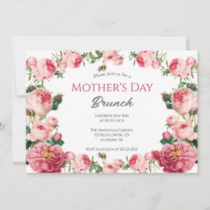 Convites Brunch de Dia de as mães Personalizado   Tema Flor