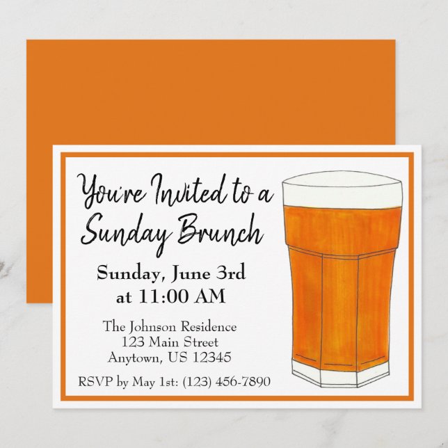 Convites Brunch de Domingo no Café Suco de Laranja (Frente/Verso)
