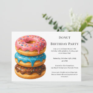 Convites Brunch de Donut Doce Celebração de Aniversário