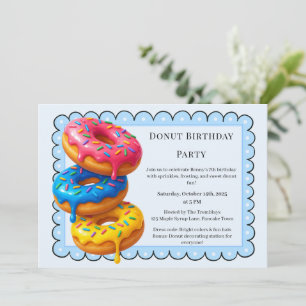 Convites Brunch de Donut Doce Celebração de Aniversário