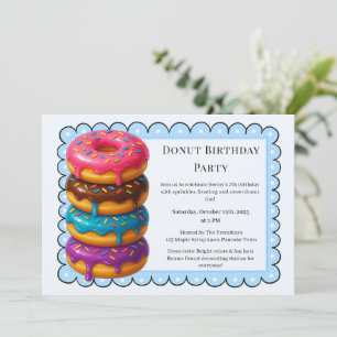 Convites Brunch de Donut Doce Celebração de Aniversário