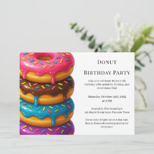 Convites Brunch de Donut Doce Celebração de Aniversário