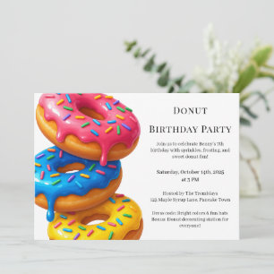 Convites Brunch de Donut Doce Celebração de Aniversário