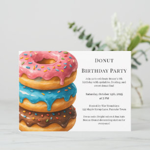 Convites Brunch de Donut Doce Celebração de Aniversário