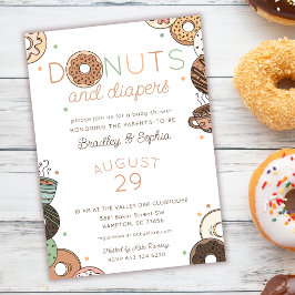Convites Brunch de Donuts e Fraldas - Chás de Bebê Menino