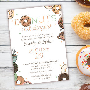 Convites Brunch de Donuts e Fraldas - Chás de Bebê Menino