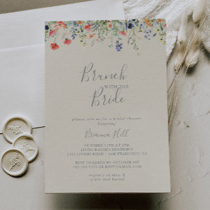 Convites Brunch de Flor Selvagem Radiante com Chá Bride