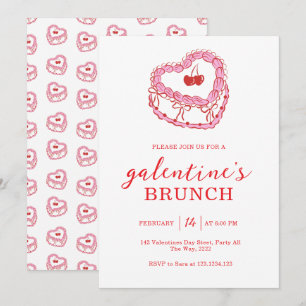 Convites Brunch de Galentine's Day com Bolo Branco