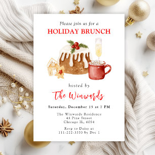 Convites Brunch de Natal com Bolo de Natal e Biscoitos