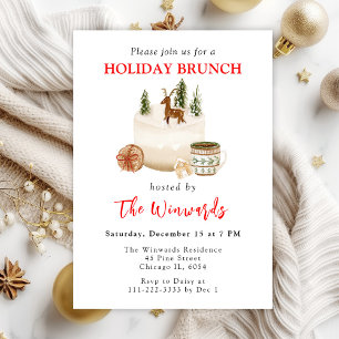 Convites Brunch de Natal com Bolo e Biscoitos